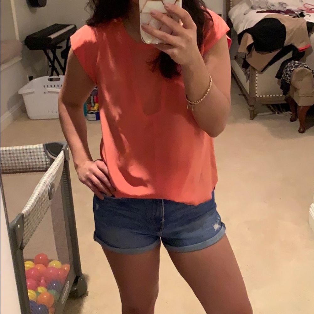 Silk top with mesh insert